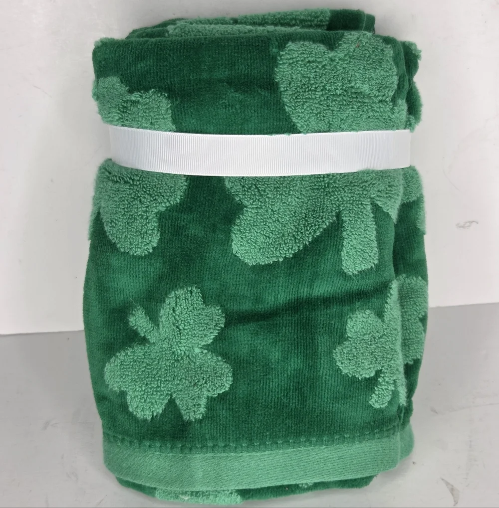 Caro Green Shamrock Thick Cotton Kitchen Bath Hand Towels Set St Patricks‎ Day
